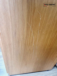 Golden Oak Credenza Cabinet with Built-In Fridge