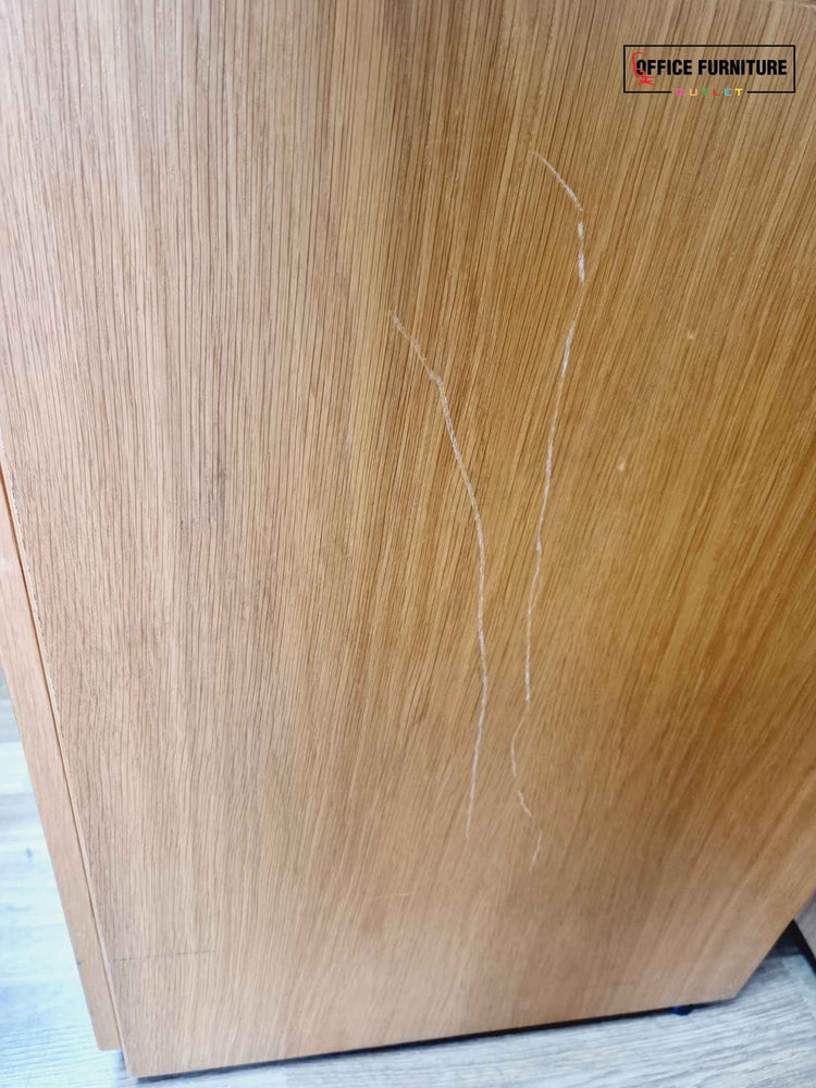 Golden Oak Credenza Cabinet with Built-In Fridge