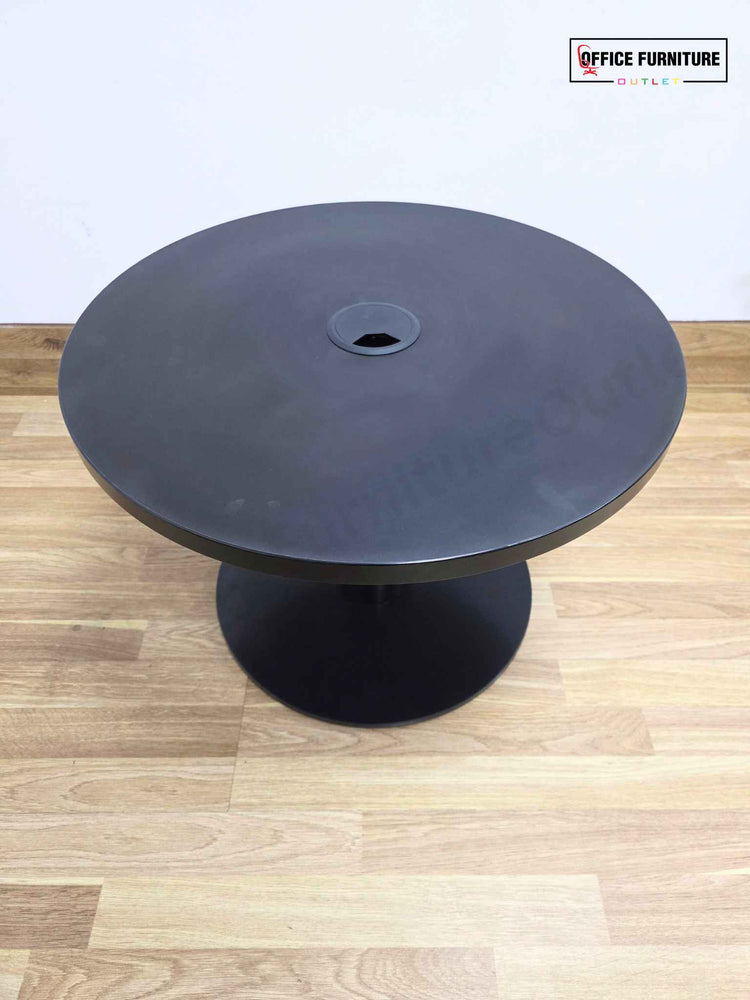 Grey & Black Reception Chairs with Round Coffee Table