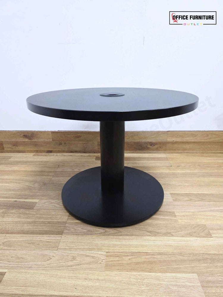 Grey & Black Reception Chairs with Round Coffee Table