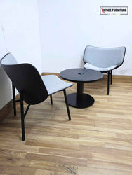Grey & Black Reception Chairs with Round Coffee Table