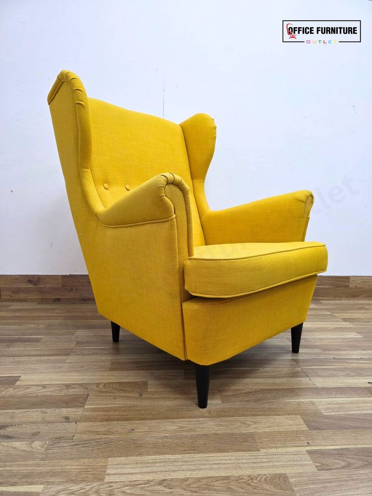 IKEA STRANDMON Wingback Armchair – Yellow Upholstered Accent Chair