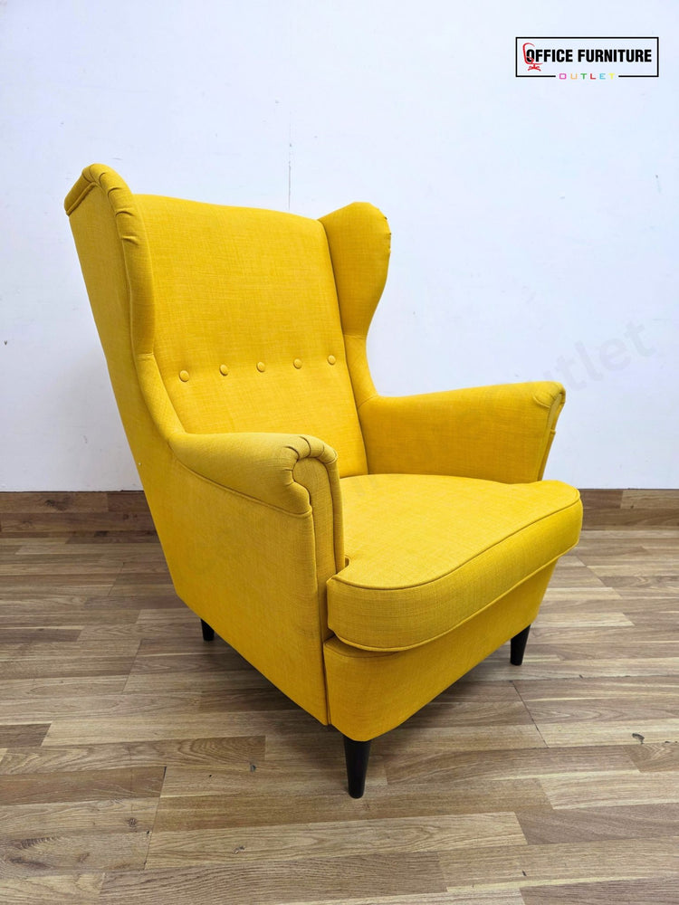 IKEA STRANDMON Wingback Armchair – Yellow Upholstered Accent Chair