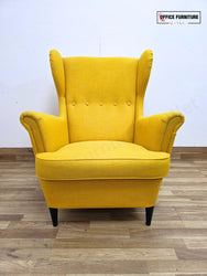 IKEA STRANDMON Wingback Armchair – Yellow Upholstered Accent Chair