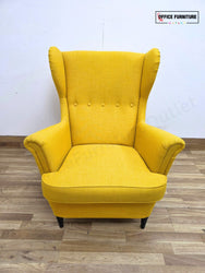 IKEA STRANDMON Wingback Armchair – Yellow Upholstered Accent Chair