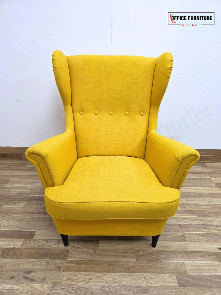 IKEA STRANDMON Wingback Armchair – Yellow Upholstered Accent Chair
