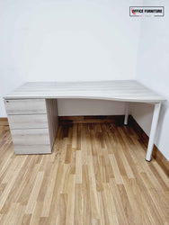 Light Grey Oak Wave Desk (160cm X 100cm/80cm) Left & Right