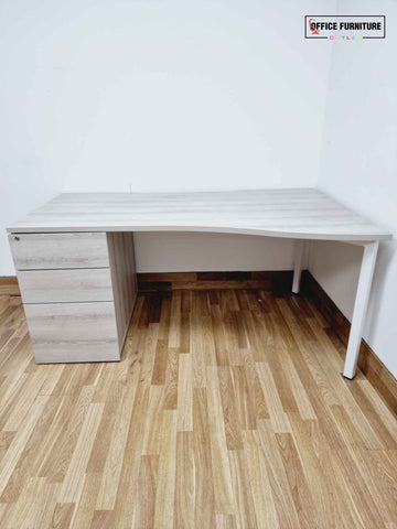 Light Grey Oak Wave Desk (160cm X 100cm/80cm) Left & Right