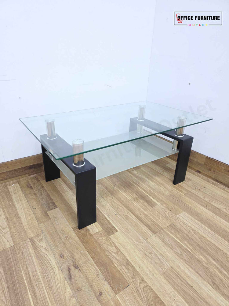 Modern Glass Coffee Table with Shelf