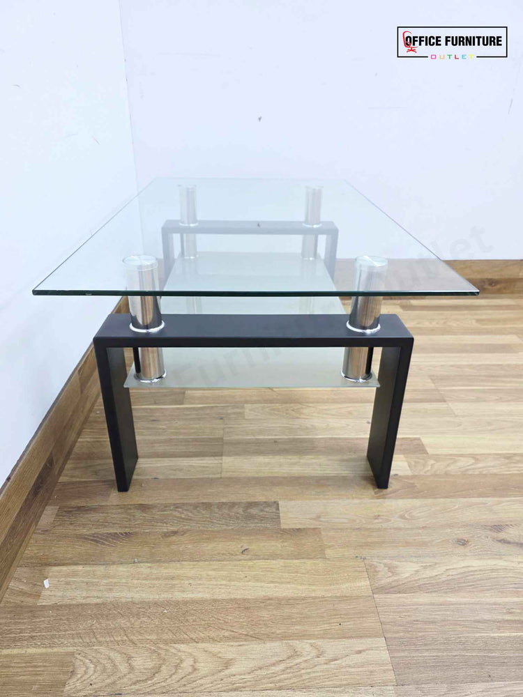 Modern Glass Coffee Table with Shelf