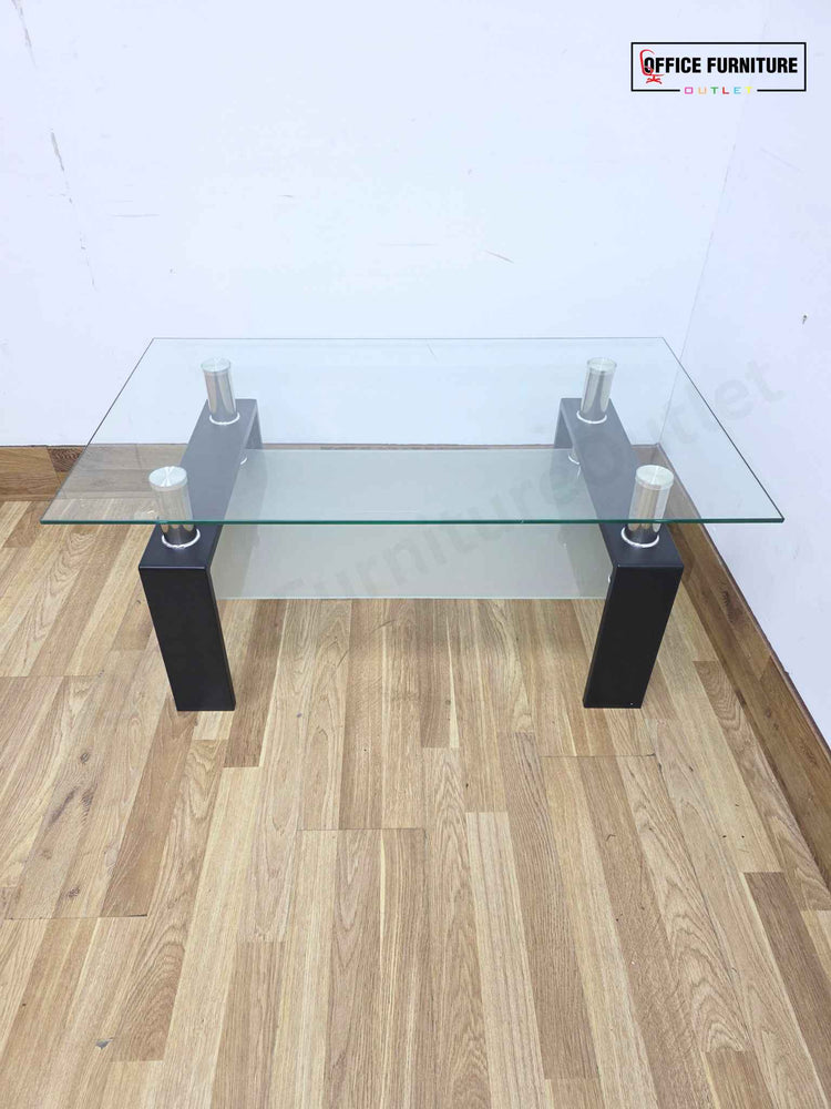 Modern Glass Coffee Table with Shelf