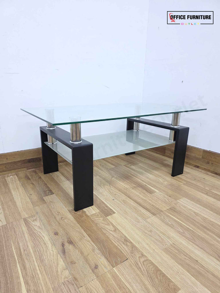 Modern Glass Coffee Table with Shelf