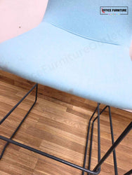 Modern Upholstered Bar Stools – Set of 2 - Light Blue