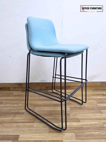 Modern Upholstered Bar Stools – Set of 2 - Light Blue