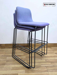 Modern Upholstered Bar Stools – Set of 3 - Violet