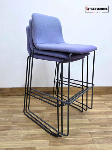Modern Upholstered Bar Stools – Set of 3 - Violet