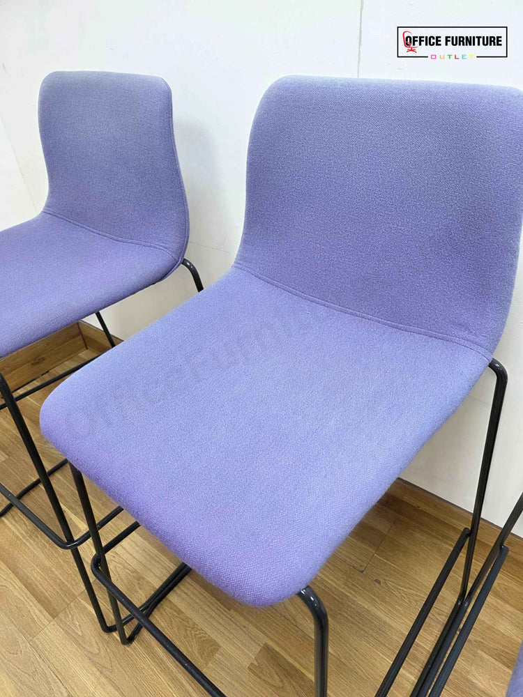 Modern Upholstered Bar Stools – Set of 3 - Violet