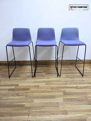 Modern Upholstered Bar Stools – Set of 3 - Violet
