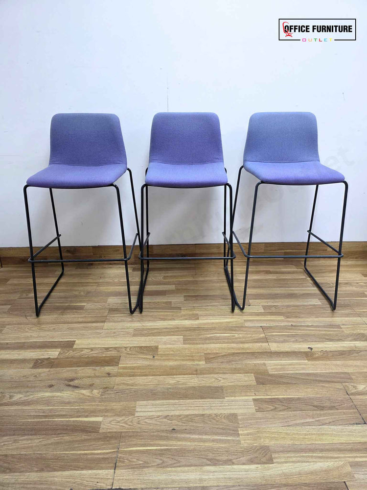 Modern Upholstered Bar Stools – Set of 3 - Violet