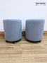 Narbutas GIRO Pouf Pair – Light Blue Speckled Upholstered Round Stools
