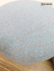 Narbutas GIRO Pouf Pair – Light Blue Speckled Upholstered Round Stools