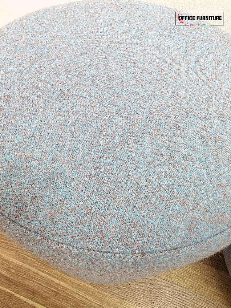 Narbutas GIRO Pouf Pair – Light Blue Speckled Upholstered Round Stools