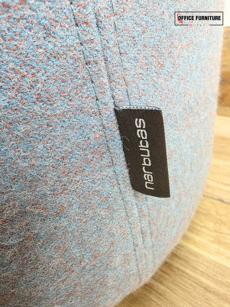 Narbutas GIRO Pouf Pair – Light Blue Speckled Upholstered Round Stools