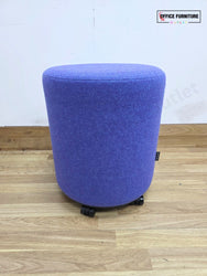 Narbutas GIRO Pouf – Blue Upholstered Round Stool on Wheels