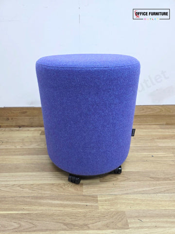 Narbutas GIRO Pouf – Blue Upholstered Round Stool on Wheels