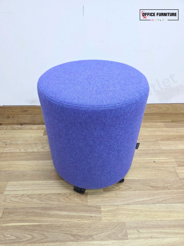 Narbutas GIRO Pouf – Blue Upholstered Round Stool on Wheels