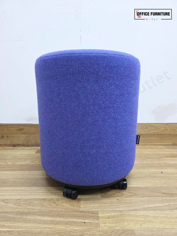 Narbutas GIRO Pouf – Blue Upholstered Round Stool on Wheels