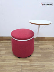 NaughtOne Lasso Table Stool – Red Upholstered Seat with White Table