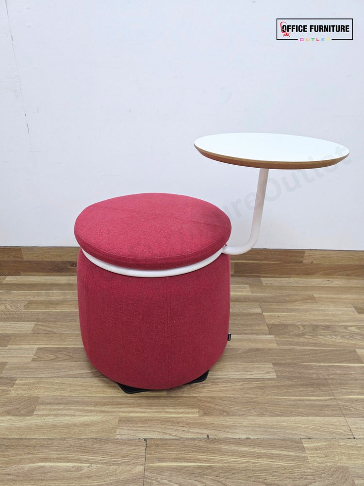 NaughtOne Lasso Table Stool – Red Upholstered Seat with White Table