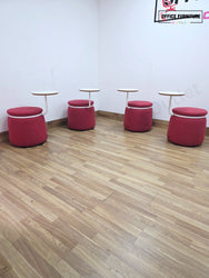 NaughtOne Lasso Table Stool – Red Upholstered Seat with White Table