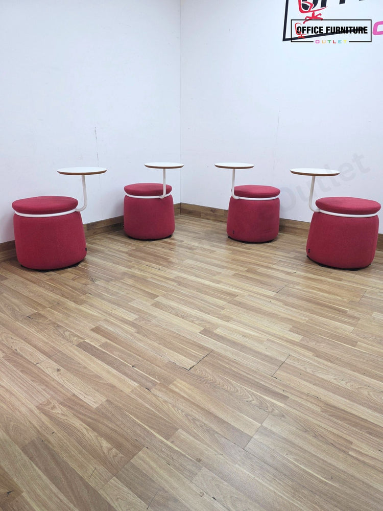 NaughtOne Lasso Table Stool – Red Upholstered Seat with White Table