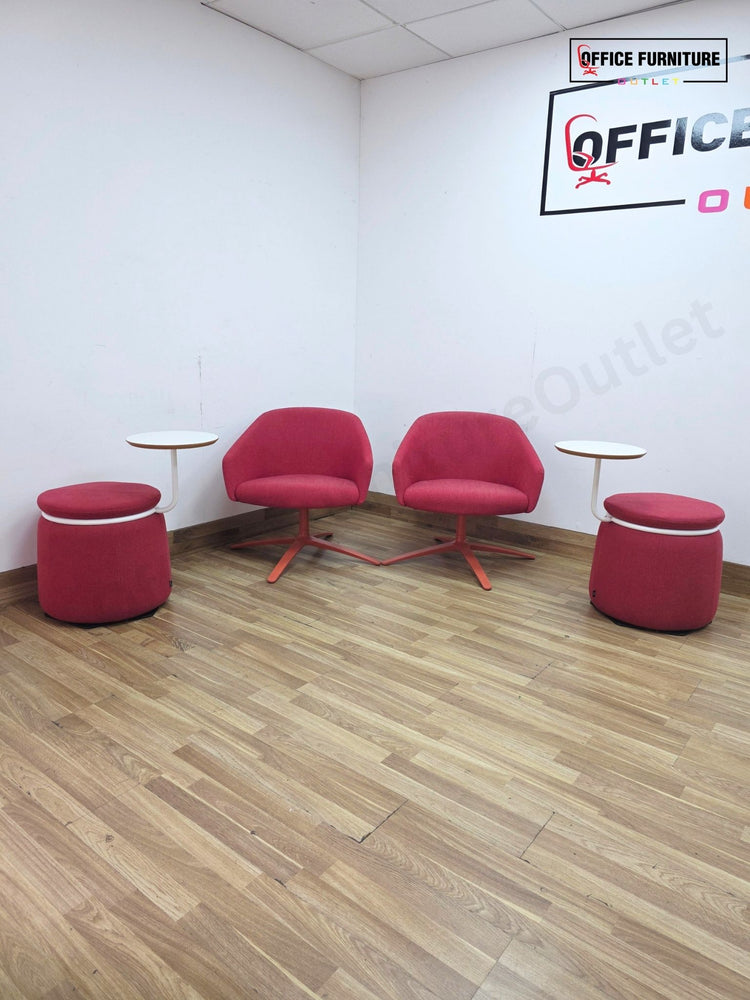 NaughtOne Lasso Table Stool – Red Upholstered Seat with White Table