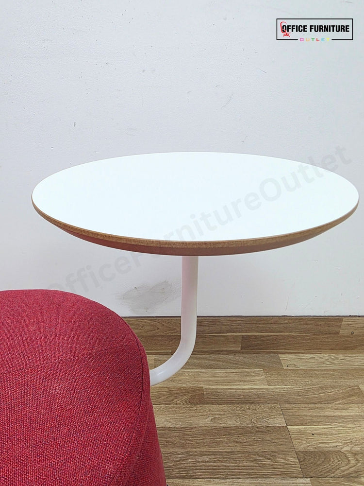 NaughtOne Lasso Table Stool – Red Upholstered Seat with White Table