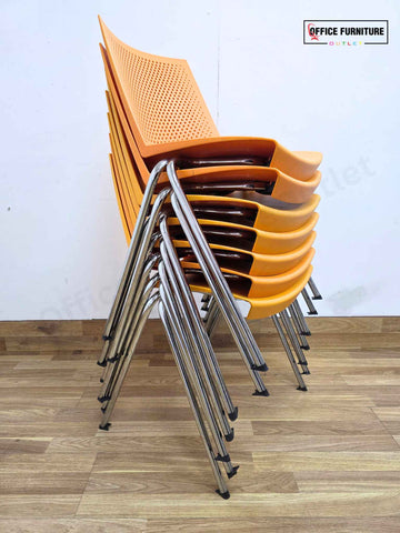 Orange Strike Stackable Plastic Chair by Paolo Scagnellato