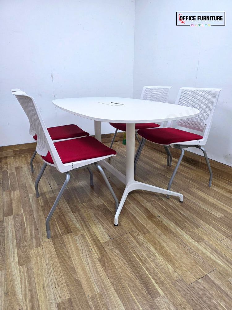 Oval Meeting Room Table with 4 Haworth Chairs