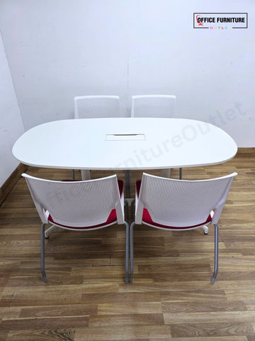 Oval Meeting Room Table with 4 Haworth Chairs