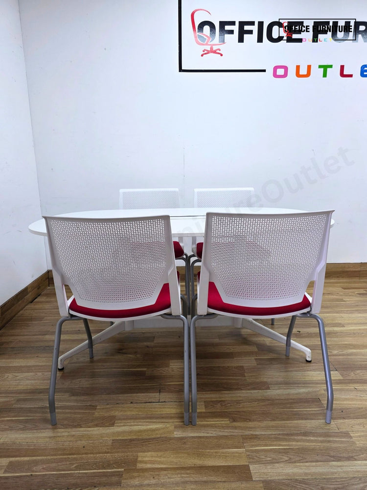Oval Meeting Room Table with 4 Haworth Chairs