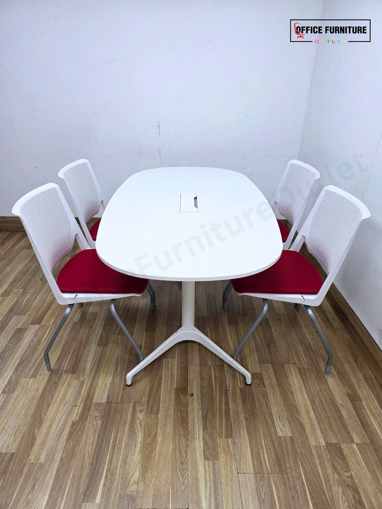 Oval Meeting Room Table with 4 Haworth Chairs