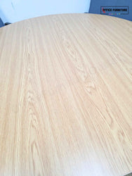 Round Oak Meeting Table with Four Klöber Chairs