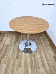 Round Walnut Office Canteen Table (80cm)