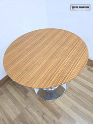 Round Walnut Office Canteen Table (80cm)