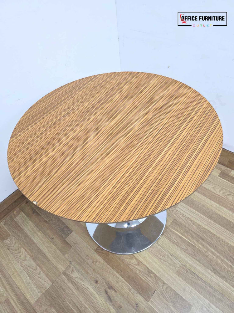 Round Walnut Office Canteen Table (80cm)