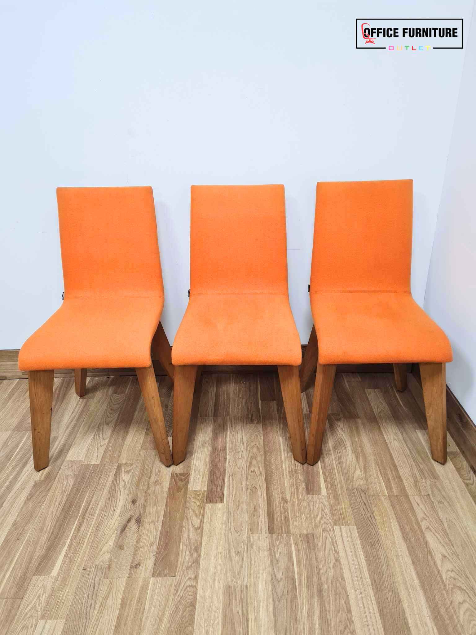 Set Of Three Frovi Jig Orange Upholstered Chairs