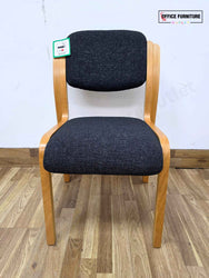 Set of 2 Madrid Visitor Chairs – Charcoal Fabric & Wooden Frame