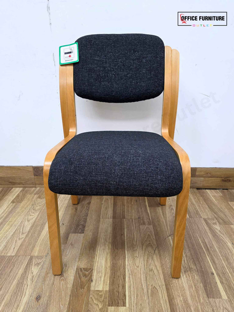 Set of 2 Madrid Visitor Chairs – Charcoal Fabric & Wooden Frame
