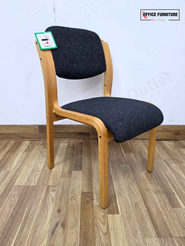 Set of 2 Madrid Visitor Chairs – Charcoal Fabric & Wooden Frame